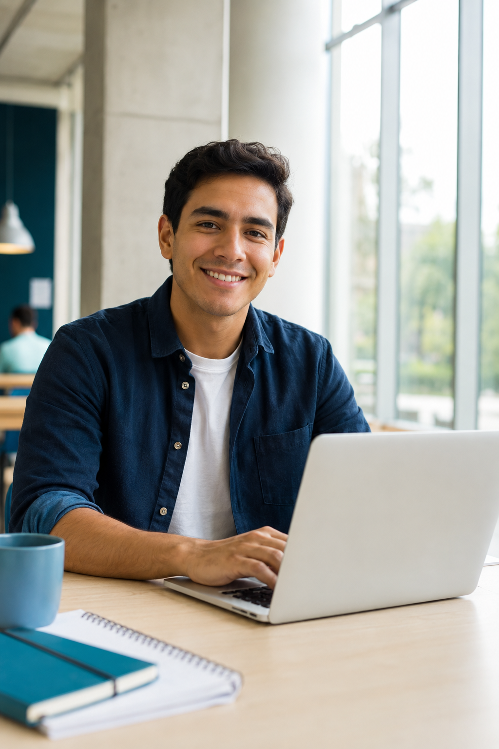 Estudiante trabajando en una computadora portátil
